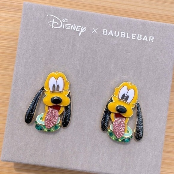 Brand New Disney x BaubleBar Pluto Sparkly Dog Post Earrings Bloodhound Colorful - Picture 2 of 10